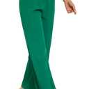 FUNYYZO Wide Leg Pants Women's High Elastic Waisted in The Back Business Work Trousers Long Straight Suit Pants (Green, L)