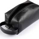 Londo Leather Cosmetic Makeup Pouch & Travel Watch Box. High Quality Stylish Durable Protective Storage Organizer for Toiletries & Versatile Accessories (Black)