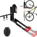 Bike Wall Mount Rack - Heavy-Duty Foldable Vertical Bicycle Storage with Hooks, Space Saving Wall-Mounted Organizer for Mountain/Road/Kids Bikes - Anti-Scratch & Tool-Free Install, Holds 70lbs