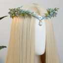 MOSTORY Woodland Flower Fairy Crown - Floral Elf Circlet with Rhinestone for Renfaire Accessories Women Renaissance Cosplay