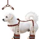 Anti-Dirt Pants for Small Dogs, Waterproof Dog Pants Dust Free Full-Leg Protective Dog Suspender Rain Boots Leggings Anti-Slip Paw Protector Shoes for 6-11lbs Pets Outdoor Hiking Walking (Striped)