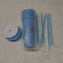 Birthday Party Tumblers 24 oz Squad Plastic Tumblers with Lid and Straw for 20th 30th 40th 50th 60th Birthday Decorations Favor for Women Adults(White, Blue,6 Pcs)