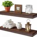 Floating Shelves for Wall, Wall Shelves for Decor Storage, Display Shelving 16 inch Set of 2, Wall Mounted Wood Shelf for Bedroom, Living Room, Bathroom, Kitchen, Brown (2pcs, Brown)