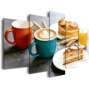 AWLXPHY Decor Coffee Breakfast Wall Art 5 Piece Framed Canvas Prints 40"x20" Kitchen Food Wall Decor for Dining Room Cafe Restaurant Ready to Hang
