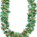 St. Patricks Day Garland 7 ft Shamrock Rag Tie Ribbon Bows Decorations for Patricks Day Green and Black Glitter Banner Buffalo Plaid Hanging Garland Fireplace Wall Staircase Grip Christmas Tree Decor