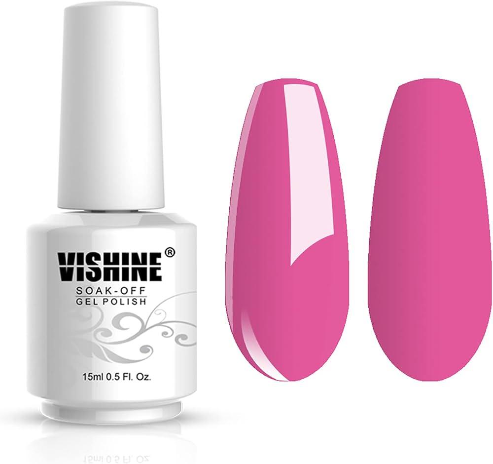 Vishine Soak Off UV LED Gel Polish Lacquer Nail Art Manicure Varnish Fuchsia Pink 1481