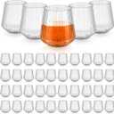 Denylo pro 50 Pcs 14 OZ Plastic Ribbed Wine Glasses Disposable Clear Wine Glasses Recyclable Shatterproof Reusable Plastic Cups for Party Home Bars Wedding Tasting Favors (White-2)