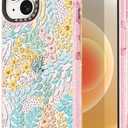 for iPhone 14 Case Cute - Durable Shockproof 6.6 ft Drop Impact Phone Case - Funny Blue Spring Design (6.1") Glitter Pink