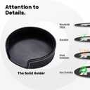 Black and White Elephant Leather Drink Coasters Set of 6 with Holder Round Cup Coaster for Table Decor (1)