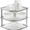Nicunom Kitchen Corner Shelf Rack, 3-Tier Corner Rack Multipurpose Countertop Corner Shelf Storage Organizer for Plates, Dishes, Cabinet & Pantry Organizer