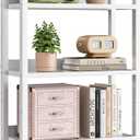 Furologee 5 Tier Bookshelf with Drawers, White Tall Bookcase with Shelves, Wood and Metal Bookshelves Storage Organizer, Modern Display Free Standing Shelf Unit for Bedroom, Living Room, Office