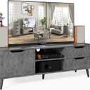 Maxtown TV Stands for Living Room, TV Console Table for 55 Inch TV, Entertainment Center with 1 Cabinet, 2 Drawers, Media Console with Metal Feet for Bedroom, Living Room, Dark Grey