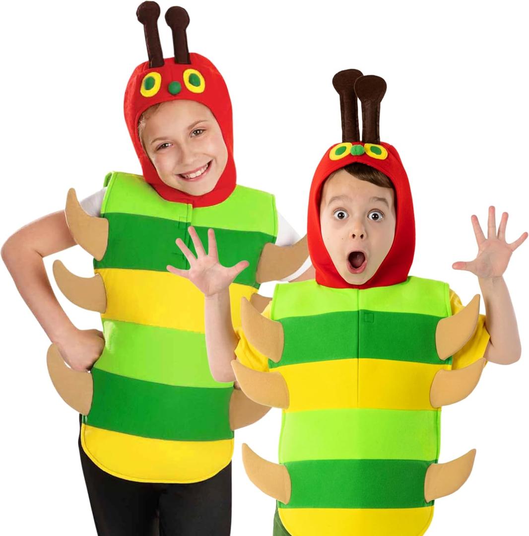 fun shack Caterpillar Costume Kids, World Book Day Costumes for Kids Caterpillar and Bug Costumes for Boys and Girls (X-Large, Green)