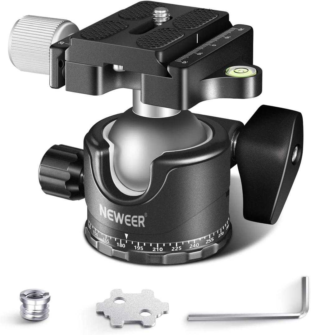 NEEWER Low Profile Camera Tripod Ball Head, 36mm Metal Panorama Ball Head Compatible with Arca 1/4 Quick Release Plate for Tripod Monopod Slider DSLR Camera Camcorder, Load Capacity: 33lb/15kg -GM36