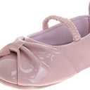 Josmo Baby Girl Dress Shoes Soft Sole Flats Crib Shoes Bowknot & Floral Design for Newborn & First Walker Sandals Size 2-4 Infant (Blush)