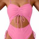 Viottiset Women's Cut Out Drawstring One Piece Swimsuit Cheeky High Cut Bathing Suit (S)