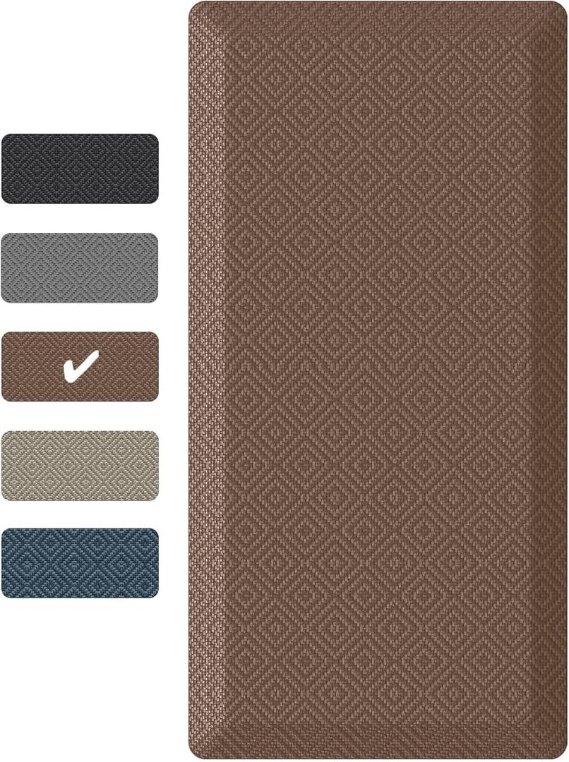 Ophanie Kitchen Mats for Floor, 9/10 Inch Thick Kitchen Rugs, Anti Fatigue Standing Cushioned Mat, Waterproof,Comfort Ergonomic Mat for Office, Home, Sink, 20'' x 48'' Brown Non-Slip Bottom (48"L x 20"W x 0.9"Th)