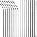 16 Pack of Reusable Stainless Steel Metal Straws, 8 Straight + 8 Bent 8.5 inch Metal Straws with 2 Cleaning Brushes, Straw Compatible with 20oz Stanley Cup