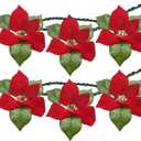 SUNSGNE 8.5FT LED Flower String Lights, Red and Green Christmas Flowers Lights with 10 LED Flowers Bulbs for Christmas Tree, Fireplace, Staircase, Walls