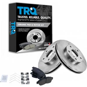TRQ Front Ceramic Brake Pad and Rotor Set Compatible with 1992-1999 Toyota Camry 2.2L 2000-2001 Camry 2.2L 14 Inch Wheels