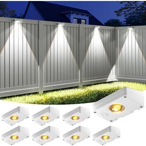 VOLISUN Solar Fence Lights, Fence Lights Solar Powered, IP65 Waterproof LED, 3 Color Temperatures Solar Light for Fence, Yard, Wall, Backyard (8 Pack, White)