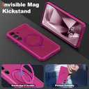 XIQI Designed for Samsung Galaxy S25 6.2'' with Camera Lens Protector & Magnetic Ring Stand [Military-Grade Protection] Translucent Shockproof Phone Case for Men Wowen,Hot Pink