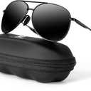 mxnx Aviator Sunglasses for Men Polarized Women UV Protection Lightweight Driving Fishing Sports Unisex glasses MX208 (Black Frame Black Lens)