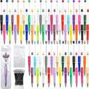 DASTTUIS 150 Pieces DIY Beadable Pen Kit  50 Plastic Ballpoint Pens with Refills & Bags, Beads Not Included  School Supplies, Office Accessories & Craft Gifts for Students & Teachers (Multicolor)