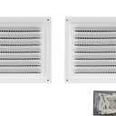2pcs Attic Vent Soffit Vent Aluminum Wall Vent Metal Shed Vent Square Vent Louver Vent Grille with Built-in Insect Screen for Exterior Door House Attic Garage Ceiling (White 8" x 8"-2 Pack)