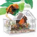 Jumping Spider Enclosure, Acrylic Cabin Terrarium with Sloped Roof & Magnetic Front Door, for Arboreal Pets, Mantis, Small Reptile Habitat (Transparent Color, L 7.9",W 3.9",H 5.9")