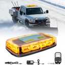 Wireless Led Strobe Lights Remote Control Rechargeable Battery, 17 Flashing Mode, 2 Brightness Mode, 48-Led, Beacon Roof Top Flash Emergency Flashing Warning Light for Vehicles Trucks, 1PC Pack, Amber