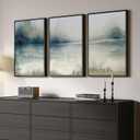 Large Framed Abstract Landscape Wall Art, 3 Piece Blue Watercolor Canvas Prints Paintings Artwork for Walls, Misty Lake Mountain Nature Pictures for Living Room Entryway Bedroom Wall Decor 20x30 In, 20" W X 30" H X 3pcs