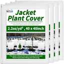 UZLU 4 Pack Plant Jacket Covers Freeze Protection,40"x40" Winter Zipper Drawstring Plant Frost Covers 2.2oz/yd², Thicken Frost Cloth Blankets for Outdoor Plants Cold Weather Frost Protection, White