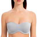 MELENECA Women's Strapless Bra for Large Bust Minimizer Unlined Bandeau with Underwire (30A, Grey)