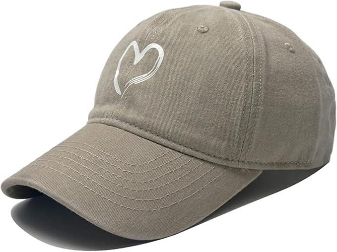 Washed Vintage Heart Baseball Cap Men Women Outdoor Sun Hat Summer UV Protection Duckbill Multiple Colors Khaki