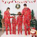 ANGELGGH Family Matching Christmas Onesie Pajamas, Vacation Cute Printed One Piece Pajamas, Xmas Hooded Holiday Sleepwear (Red, L)