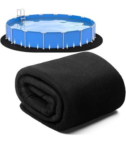 Tinideya Oval Pool Liner Pad Strong Durable Puncture Resistant Floor Mat Polyester Geotextile Above Ground Pool Accessories Delicate Floor Pad for Swimming Pools Bath, Black (15 x 30 ft)