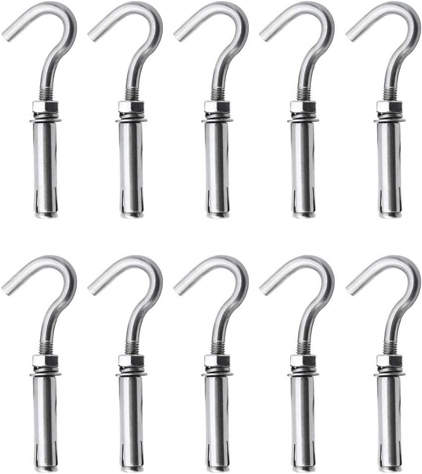 Concrete Wall Hook, Lsqurel 304 Stainless Steel Concrete Anchors Heavy Duty Open Expansion Bolts for Concrete Wall (M8-10Pack)