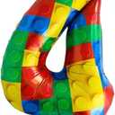 4th Birthday Decorations - Building Blocks Birthday Decorations 4 Year Old Boy  Party Kit: Number 4 Balloon, Banner, Cupcake & Cake Toppers, Balloons  Brick Theme Party Supplies for Boys 4 Years Old