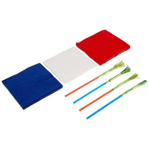 Perfect Stix are White and Blue Cocktail Napkins Two ply-25 each. Includes 25 Each Red and Blue Palm Flex Straws