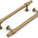 Haliwu 10 Pack Champagne Bronze Cabinet Pulls, 5 Inch Hole Center Drawer Pulls, Champagne Handles, Zinc & Aluminum Alloy Brushed Finish, Hardware for Bathroom and Kitchen