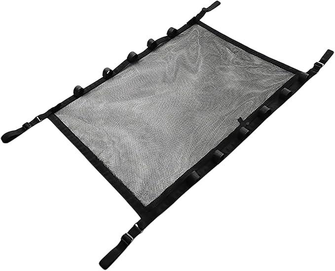 1 Piece Car Fishing Rod Holder, Roof Storage Mesh Bag, 31.5 x 21.3 Inches Reinforced Load Bearing Adjustable to Avoid SaggingDouble-Layer Mesh Organizer,Universal