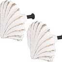 DDRAUY 2 Pack Seashell Knobs Ocean Cabinet Pull Knobs Beach Ocean Cabinet Drawer Cupboard Pull for Dresser Cupboard Wardrobe Cabinet Kitchen (White)