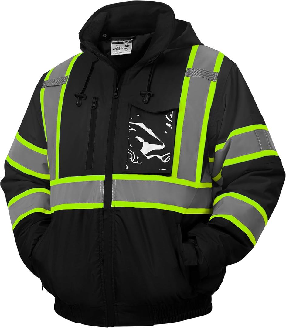 SRsafety High Visibility Safety Jacket,Reflective Waterproof Jacket with Black bottom,Construction Work Jacket for Men/Women (Medium)