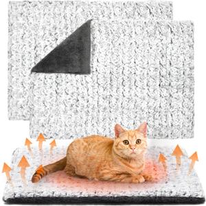 2-Pack Self Warming Cat Bed - 24 x 18 in - Machine Washable Cat Heating Pad - 3cm/1.18in Thickened Pet Heating Pad for Cats & Dogs