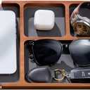 Shinpuru Wooden Valet Tray with Leather Inlay - Nightstand & Desk Organizer - EDC Essentials Catchall Tray for Keys, Phone, Wallet, Watch, Earbuds - Stylish Storage (Wood)