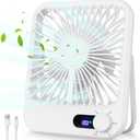 Travel Fan for Sleeping, 6.8" Small Portable Fan Rechargeable Battery Powered, 100 Speeds Personal Mini Desk Fan for Office Bedroom, Cruise Ship Beach Vocation Travel Essentials, White