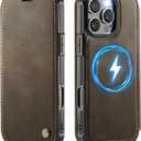 for iPhone 16 Pro Max Case Wallet Compatible with Magsafe, PU Leather Flip RFID Blocking Card Holder Stand Shockproof Magnetic Women Men Wallet Phone Case Cover for iPhone 16 Pro Max, Brown