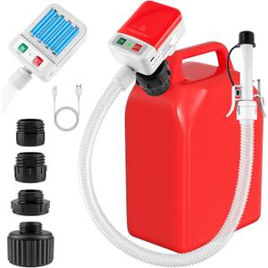 Automatic Fuel Transfer Pump with Auto-Stop Sensor, 3.2 GPM, 51'' Hose, Gas Can Pump with 4 Can Adapters, Upgraded USB or Battery-Powered Portable Fuel Gas Pump for Gas Can Gasoline, Diesel, Oil