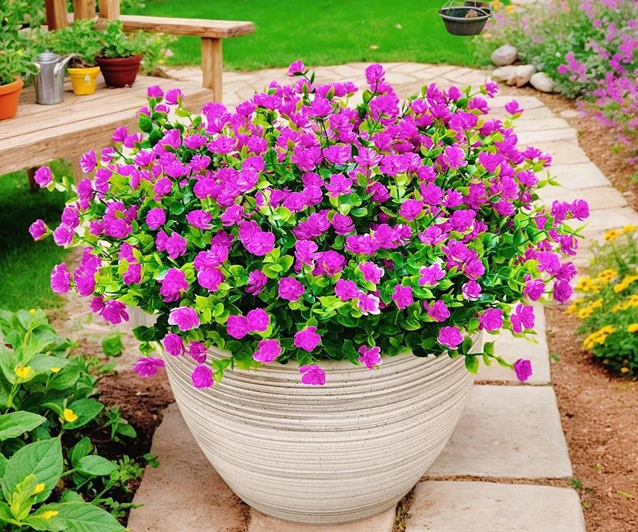 20 Bundles Artificial Flowers for Outdoors, UV Resistant Fake Plants with Faux Plastic Greenery Shrubs – No Fade, Low-Maintenance, Perfect for Hanging Planters, Porch, Garden, Window Box, Home Decor